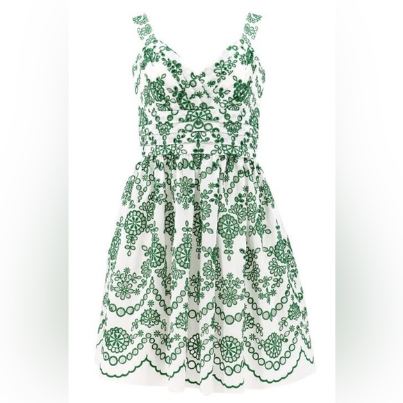 Shoshanna Dresses & Skirts - Shoshanna Green and White Halter Sundress